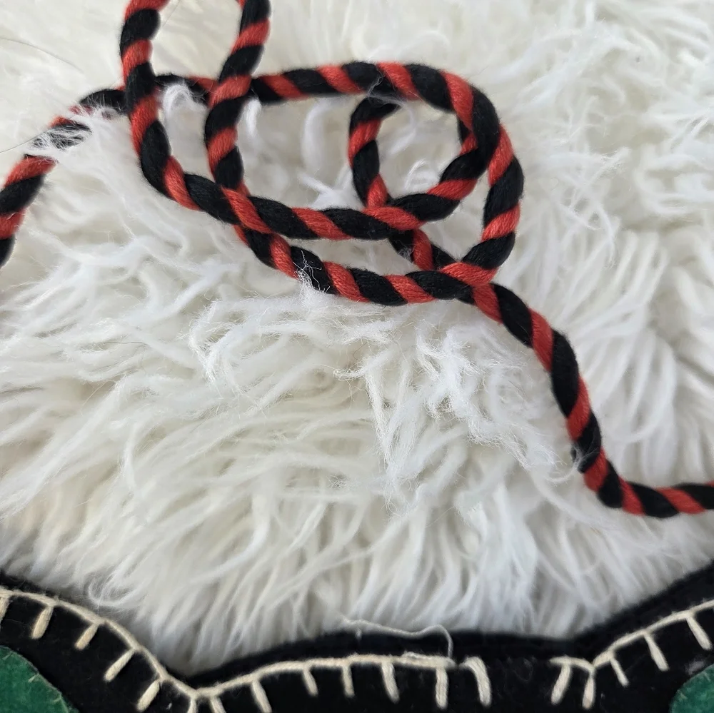 Handmade Vintage TAG Wool Smiling Black Cat Head Crossbody Bag Purse